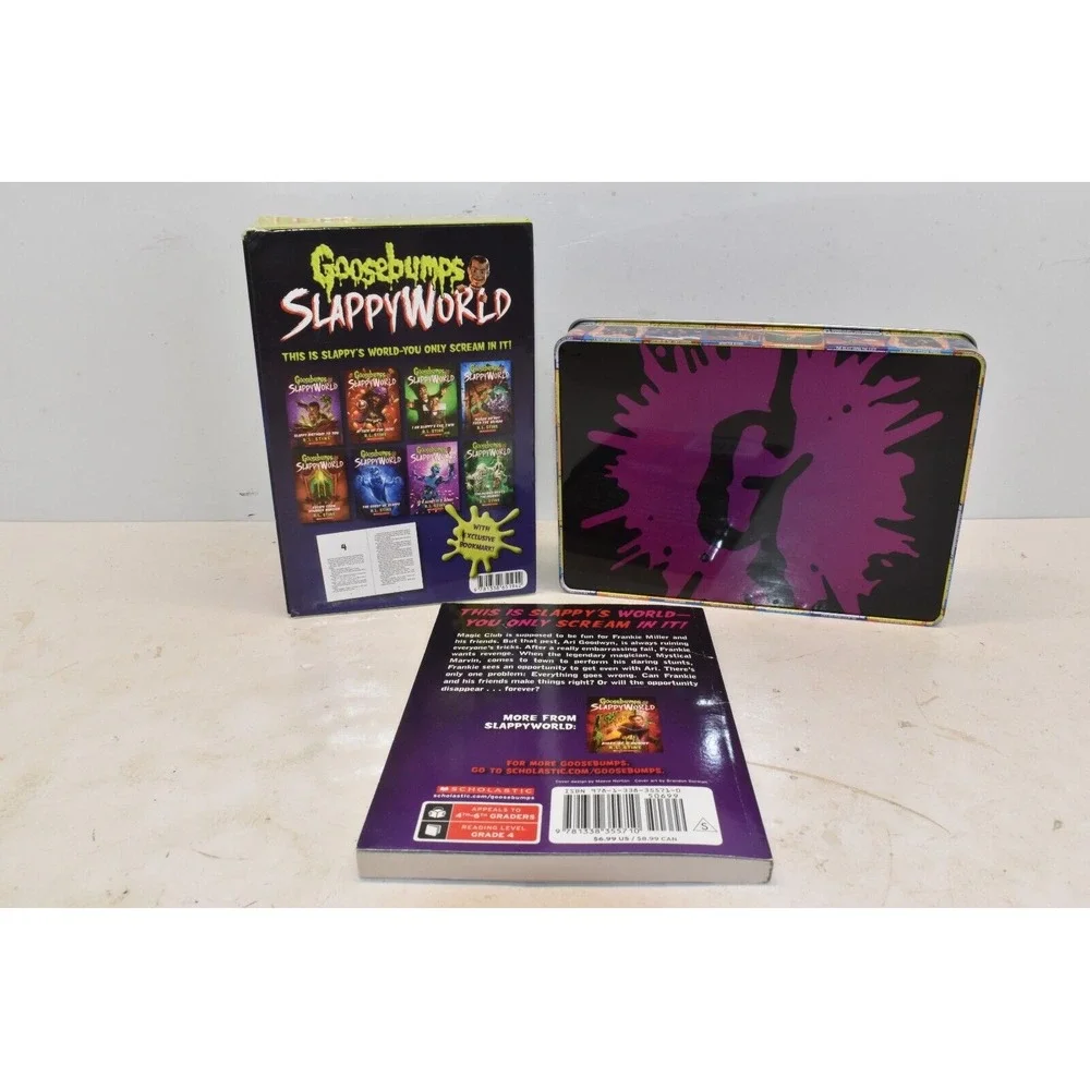 Goosebumps Childrens Book Lot- 25th‎ Anniversary Tin & Slappy World Book Set